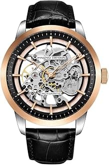 Automatic Mens Watches Skeleton Mechanical Wrist Watch for Men Waterproof Genuine Leather Watchband Luxury Self-Winding Stainless Steel Analog Watch for Men Collection PAGANI DESIGN