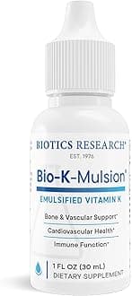 - Biotics Research Bio K Mulsion Liquid Vitamin K Drops - 500 mcg/S - Vitamin K1 phytonadione for Adults - VIT K Supplement - Strong Bones, Heart Health, Blood Clotting Support, 1 fl oz