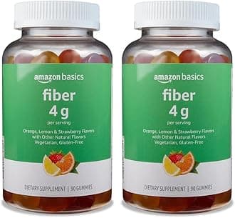 (previously Solimo Fiber 4g Gummy - Digestive Health, Supports Regularity, Orange, Lemon & Strawberry, 90 Gummies (2 per Serving) (Pack of 2)