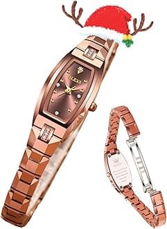 OLEVSOLEVS Watch for Women Ladies Slim Thin Elegant Analog Quartz Diamond Tungsten Steel Square Shape Small Face Waterproof Wrist Watch Gold