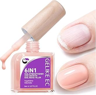 Gelike EC Nail Growth Strengthener for Woman: Nude Blush 6 in 1 Natural Nail Hardener Extra Strong and Growth - Nail Polish Hardener for Weak and Damaged Nails