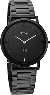 - EDGE Titan Quartz Analog Black Dial Black Stainless Steel Strap Watch for Men - NT1595NM01