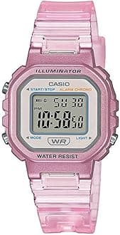 Unisex 30.00mm Quartz Watch with Clear Digital dial and Pink Plastic/Resin Bracelet Strap LA-20WHS-4AEF
