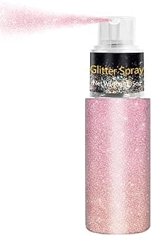 Hair and Body Glitter Spray, Holographic Glitter Highlighter Powder, Face Body Clothes Shiny Glitter, Loose Shimmer Hairspray Festival Rave Prom Accessories, 10g (03# Pink)