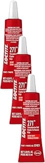 271 Threadlocker for Automotive: High-Strength, High-Temp, Anaerobic, Heavy-Duty Applications, Works on All Metals | Red, 6 ml Tube (PN: 37421-487232) (Pack of 3)