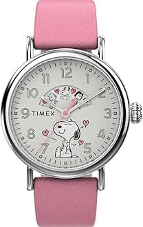 Women's Peanuts 40 mm Watch - Pink Leather Strap with White Dial and Silver-Tone Case TW2W88900