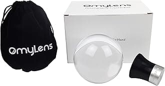 Omylens Lens Ball with Mount, K9 Crystal Ball (80mm) + Suction Mount Cup + Flat Base (1/4"-20 General Internal Thread) + Silk Bag