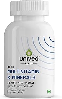 Unived Basics Multivitamin & Minerals Capsule For Men|100% Rda Of All Vitamins With Algae Calcium & Plant-Based Vitamin D3 Plus Important Minerals|Complete Formulation For Health & Wellbeing,1 Count