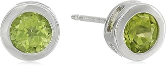 Amazon Essentials Sterling Silver Genuine and Created Gemstone 5mm Bezel Set Birthstone Stud Earrings