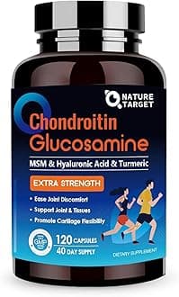 Glucosamine Chondroitin MSM, Joint Support Supplement, Shellfish Free, Turmeric Boswellia, Hyaluronic Acid, Collagen, Calium for Cartilage and Bone Health,120 Capsules, 40 Servings