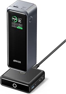 Anker Prime 27,650mAh Power Bank (250W) with 100W Charging Base, 3-Port Portable Charger, Smart App, Compatible with Macbook Pro/Air, iPhone 17/16 Series, Huawei, Samsung, Dell, AirPods, Xiaomi