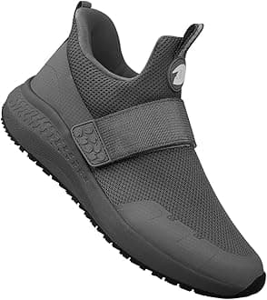 Non Slip Shoes for Men, Food Service Slip Resistant Work Shoes in Restaurant Kitchen Hospital, Breathable Lightweight Sneakers - Zapatos Antideslizantes para Hombres Grey Size 9.5 Wide