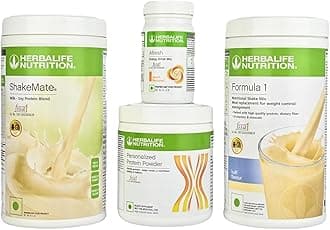 HERBALIFE WEIGHT LOSS SUPER COMBO OF FORMULA 1 NUTRITIONAL ORANGE CREAM SHAKE MIX + PPP 200 + SHAKEMATE + AFRESH LEMON Combo (4 PCS)