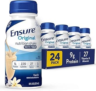 Ensure Original Vanilla Nutrition Shake With Fiber | Small Meal Replacement Shake | Ready to Drink | 9g Protein, 27 Vitamins and Minerals | 8 fl oz - 24 Pack