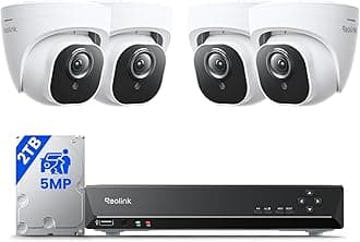 8CH 5MP PoE Home Security Camera System, 4 Wired Outdoor IP Cameras, 8 Channel NVR With 2TB HDD for 24/7 Recording RLK8-520D4-5MP