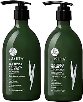 Luseta Shampoo and Conditioner Set with Tea Tree and Argan Oil for Oily Hair Clarifying, Fighting Dandruff Sulfate Paraben Free for Men and Women 2x16.9oz
