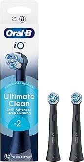 Oral-B Io Rb Cb-2 Ultimate Clean Replacement Brush Heads Refill For Electric Rechargeable, Black, Pack Of 2 Count
