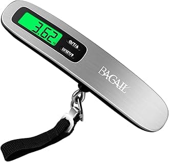 BAGAIL Digital Luggage Scale,110lbs Hanging Baggage Scale with Backlit LCD Display,Portable Suitcase Weighing Scale,Travel Luggage Weight Scale with Hook,Strong Straps for Travelers.(Silver)