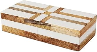 Handicrafts Home Handmade Decorative Storage Box with Lid – Jewelry Organizer, Keepsake Holder Patisserie Delight Collection, Made with Resin Inlay, Wood & Pine MDF - 10x4.5x2.5 Inches