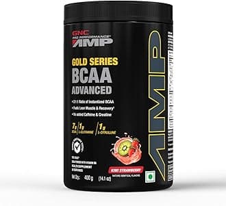 GNC AMP Gold Series BCAA Advanced | 400 gm | 30 Servings | Fastest Muscle Recovery | Maximized Workout Performance | Formulated In USA | 7g BCAA | 1g L-Glutamine | 1g L-Citrulline | Kiwi Strawberry