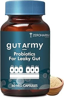 ZEROHARM Gut Army - Probiotics For Leaky Gut | Leaky gut supplements | Advanced strains | Strong gut wall | Gut balance | Fights gluten intolerance | Boosts nutrient absorption | 60 caps