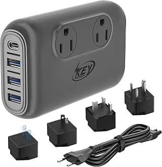 220V to 110V Converter, Key Power 230-Watt Step Down Voltage Converter & Power Converter, International Travel Power Adapter with USB C Port 18W.