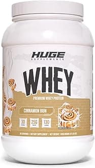 - Huge Whey, Protein Powder for Muscle Gain, 25g Protein, 12g EAAs, Supports Muscle Growth, Performance & Recovery (Cinnamon Bun, 30 Servings)