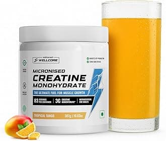 Wellcore Pure Micronised Creatine Powder (83 Servings, Tropical Tango) For Enhanced Muscle Strength With Rapid Absorption | Creatine Monohydrate | Wellcore Creatine Flavoured - 307g