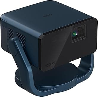 Epson EpiqVision Mini EF22 Portable Smart Laser Projector, Bright 1,000 Lumens, FHD 1080p HDR, 3-Chip 3LCD, Google TV, Netflix, Swivel Stand, Stereo Speakers, Outdoor Backyard/Home Theater - Blue