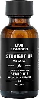 Live Bearded: Beard Oil - Straight Up - Premium Beard and Skin Care with Jojoba Oil - 1 fl. oz. - Beard Itch and Dry Skin Relief - Handcrafted with All-Natural Ingredients - Made in the USA