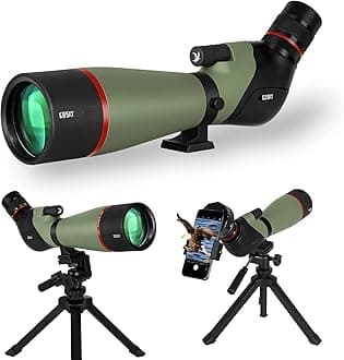 Gosky 2019 Updated Newest Spotting Scope - BAK4 Angled Scope for Target Shooting Hunting Bird Watching Wildlife Scenery with Smartphone Adatper and Camera Adapter with Nikon