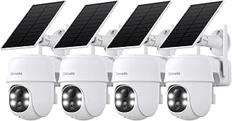 2K Cameras for Home Security-2.4G WiFi Outdoor Camera Wireless Solar/Battery Powered, 360° Viewing, Human Detection, Color Night Vision, Cloud/SD Storage B6 (B6-White-4pack-2.4G)