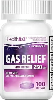 HealthA2Z® Gas Relief Simethicone 250mg, Fast Gas & Bloating Relief, Relieve Symptoms Naturally, 100 Softgels (Pack of 1)
