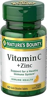 Vitamin C + Zinc, Vitamin Supplement, Supports Immune Health, 60 mg, 60 Tablets