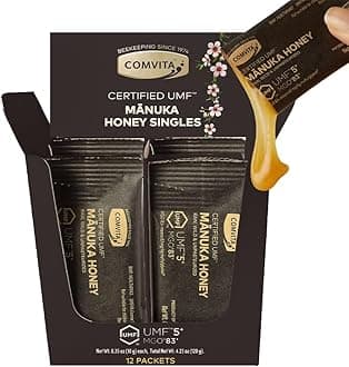 Comvita Manuka Honey Packets UMF 5+ (MGO 83+) - Raw Manuka Honey New Zealand, Single Serve Travel Size, Pure & Unpasteurized, Monofloral, Superfood for Immune Health, Add to Tea - 0.35 oz, 12 Count