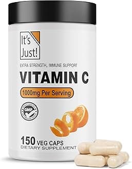 It's Just! - Vitamin C, Ascorbic Acid, 1000mg Daily Supplement Vegan Capsules, Immune Support, Healthy Living, (150ct Veggie Capsules)