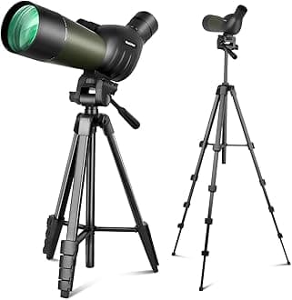 25-75x60 Spotting Scope with 64in Tripod, Carry Bag - Clear Low Light Vision Spotting Scopes - Fogproof Spotting Scopes for Target Shooting, Hunting, Birding, Wildlife Viewing (Green)