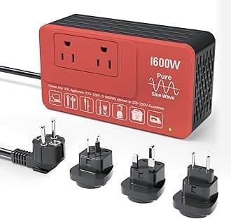 1600W 220V to 110V Converter for European International Travel, Universal Power Plug Adapter Voltage Converter US to Europe, Plug & Play, No Limitations - Power Any American Appliances Overseas