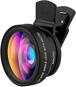 KIMISS 2 Functions Mobile, 0.45X Wide Angle Lens and HD Camera with Macro Phone Lens for iPhone Android