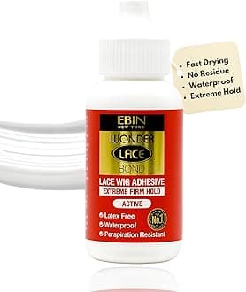 EBIN NEW YORK Wonder Lace Bond Wig Glue Extreme Firm Hold 35 ml Waterproof, Quick Drying, No Residue, Latex Free, Long-Lasting Invisible Adhesive for Lace Front Wigs