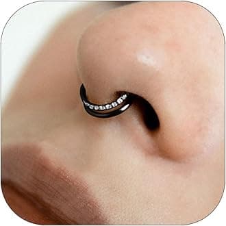 Nose Rings Hoops 316L Surgical Steel Flower Silver Septum Rings 16g Clicker Daith Hinged 14K Gold Plated Piercing Jewelry Gifts 1.2 * 8mm 10mm