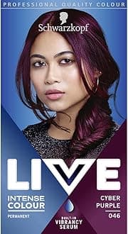 Schwarzkopf Intense Colour, Long Lasting Permanent Purple Hair Dye, With Built-In Vibrancy Serum, Up To 50% Grey Coverage, Cyber Purple 046