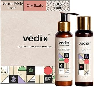 Vedix Ayurvedic Hair Care Combo Pack, Customized Hair Oil for Dandruff and Anti Dandruff Shampoo, for Normal/Oily Hair with Dry Scalp & Curly Hair - 200 ml