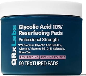 QRxLabs Glycolic Acid Pads - Radiance Pads with AHA for Face & Body - Exfoliates Skin Surface - Helps Tone & Brighten Skin, One-Step Makeup Prep - Acne Treatment Clearing - Daily Pads - 50ct