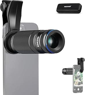 NEEWER 7X Telephoto Lens with Phone Clip Lens Compatible with iPhone Samsung, 15 Elements 12 Groups 7X Magnification for Cage Phone/Case/17mm Thread Back Plate, LS-36 Pro