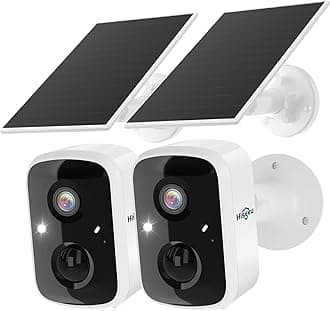 Hiseeu Solar Security Cameras Wireless Outdoor 2 Pack, Battery Powered 3K 4MP wifi Cameras for Home Surveillance, PIR/AI Motion Detection, Waterproof, Color Night Vision, 2-Way Audio, Cloud/SD Storage