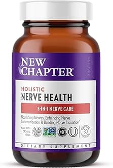 New Chapter Nerve Health Supplement for 3-in-1 Support from Head to Toe - Vitamin B1 Generates Energy for Nerves, Vitamin B6 Enhances Healthy Transmission, Vitamin B12 Builds Insulation, 30ct
