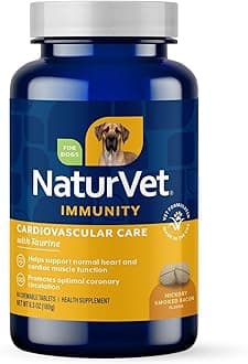 Cardiovascular Support Dog Supplement Plus Taurine – Helps Support Dog Heart and Cardiovascular Systems – Includes Antioxidants, Magnesium, Hawthorn, L-Carnitine – 60 Ct.