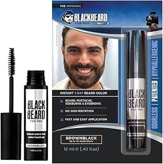 Beard Color – 1-Day Beard, Mustache, Eyebrow, Sideburns Color – Temporary Facial Hair Tint - Hypoallergenic Beard Dye Alternative – Up to 45 applications – Brown/Black 1 Pack