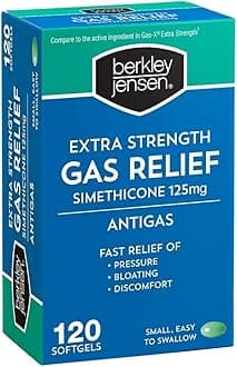 Extra Strength Gas Relief Softgels - Fast Acting and Effective Simethicone 125 Mg Softgels - Digestive Discomfort, Bloating and Gas Relief for Adults - 120 Count (Pack of 1)